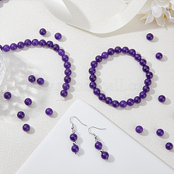 3 Strang natürliche Amethyst runde Perlenstränge&nbsp;G-HY0001-23