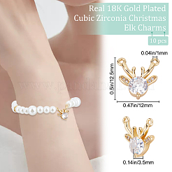 10 pendentif de Noël en laiton micro pavé de zircones cubiques&nbsp;KK-BBC0005-31