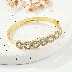 Bracelets à charnière en laiton avec micro pavé de zircone cubique transparent pour femmes&nbsp;BJEW-K274-01G