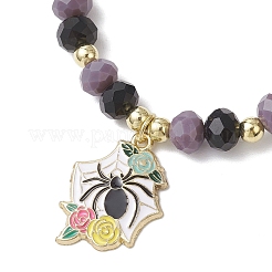 5 Stück Stretch-Armband-Set mit runden Glasperlen zum Halloween-Thema&nbsp;BJEW-JB12115