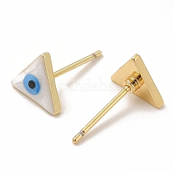 Triangolo smaltato con orecchini a bottone malocchio&nbsp;EJEW-E274-04G-09