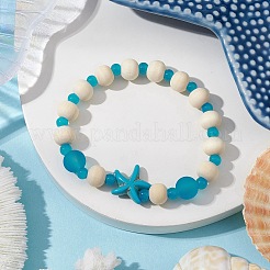 Stretch-Armbänder aus synthetischen Türkis-&nbsp;BJEW-JB11125-02