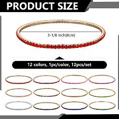 12 Stück 12 Farben Legierung Strass Cup Kette Armbänder für Frauen&nbsp;BJEW-HY0001-09