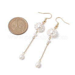 Perla di conchiglia con orecchini pendenti in ottone da donna&nbsp;EJEW-TA00558