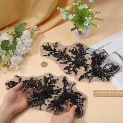Accessori per ornamenti ricamati con garza di fiori e paillettes&nbsp;DIY-WH0430-464A
