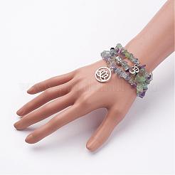Fluorite naturelle ensembles bracelet extensible&nbsp;BJEW-JB02621