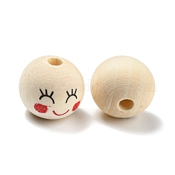 Perles européennes en bois imprimées&nbsp;WOOD-K009-01B