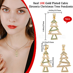 5pcs pendentifs en laiton micro pavé de zircone cubique&nbsp;ZIRC-BBC0002-88A