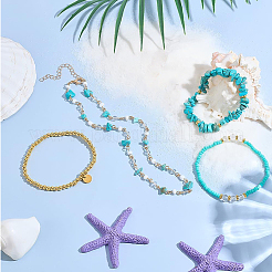Synthetischer Türkis Schmuck Ohrring & Halskette & Armband Sets&nbsp;SJEW-PH0001-19