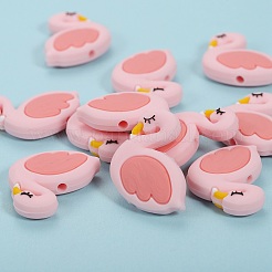 10 Stück Silikonperlen mit Cartoon-Flamingo&nbsp;JX703A