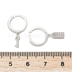 Lock & Key 925 Creolen aus Sterlingsilber mit Mikropflaster und klaren Zirkonia für Damen&nbsp;EJEW-G427-01P-03