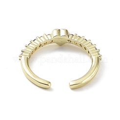 Offene Ringe in Herzform mit Mikropavé-Beschichtung aus klarem Zirkonia aus Messing&nbsp;RJEW-D020-12G