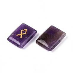 25 Stück rechteckige natürliche Amethyst-Runensteine mit eingraviertem Elder-Futhark-Alphabet&nbsp;G-T142-33
