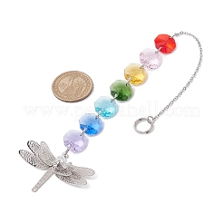 Adornos colgantes con cuentas octogonales de vidrio&nbsp;HJEW-JM01760-04