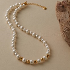 Vintage-Halsketten mit runden Muschel- und Perlenbesatz für Damen&nbsp;CD1286