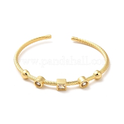 Brazalete abierto con geometría de circonita cúbica transparente&nbsp;BJEW-M231-05G