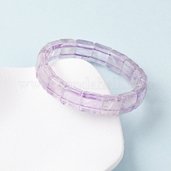 Pulseras elásticas de cuentas cuadradas de amatista natural para mujer&nbsp;BJEW-Z149-02B