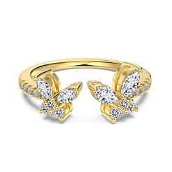 Schmetterling 925 Sterling Silber Micro Pave Zirkonia verstellbare Manschettenringe für Frauen&nbsp;RJEW-F180-01G