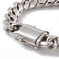 Panzerkettenarmband aus 304 Edelstahl mit Strass-Totenkopfverschluss für Damen&nbsp;BJEW-E107-09P