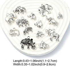 Pendenti con elefante in lega di stile tibetano da 30 pz 15 stili&nbsp;TIBEP-YW0001-83