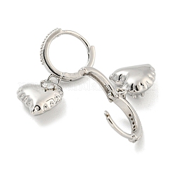 Creolen-Ohrringe aus Messing mit Mikropflaster und klarem Zirkonia in Herzform für Damen&nbsp;LS-AJEW-U003-03P