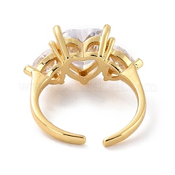 Bague de manchette en zircone cubique coeur étincelant pour la saint valentin&nbsp;RJEW-C017-06G-01-RS