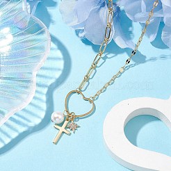 Colliers en laiton avec pendentifs en acier inoxydable&nbsp;NJEW-JN04873