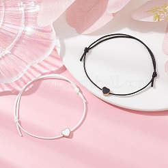 Set di braccialetti con perline intrecciate a forma di cuore smaltato in lega da 2 pz&nbsp;BJEW-JB09739