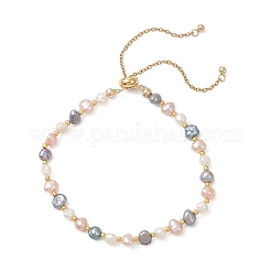 Armbänder mit Schiebeverschluss aus natürlichen Süßwasserzuchtperlen und Saatperlen für Damen&nbsp;BJEW-JB13178