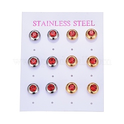 Pendientes de botón de acero inoxidable 304&nbsp;EJEW-L251-A02