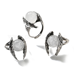 Bagues réglables en cristal de quartz naturel avec ailes&nbsp;RJEW-K241-04AS-07