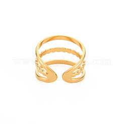 Anillo de puño abierto de triple línea de acero inoxidable 304 con revestimiento iónico (IP) para mujer&nbsp;RJEW-S405-182G