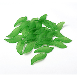 Pendentifs de feuille en acrylique vert transparent mat pour les gros bijoux de collier&nbsp;X-FACR-R003-1
