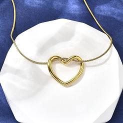 Colliers à chaîne serpent avec pendentif en forme de cœur creux en acier inoxydable 201 pour femmes&nbsp;NJEW-B124-03G