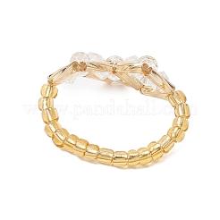 Anelli elastici con perline di vetro a forma di cuore per le donne&nbsp;RJEW-MZ00028-02