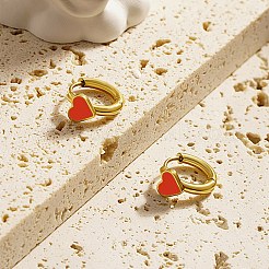Orecchini a cerchio a forma di cuore con conchiglia naturale&nbsp;AJEW-U002-02G