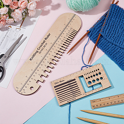 Ovale und rechteckige Stricknadellehre aus Holz und Fadenwickel-Führungsbrett&nbsp;DIY-WH0033-88