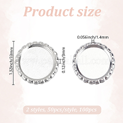 100 pièce 2 styles de supports de cabochon de pendentif en fer&nbsp;FIND-DR0001-44