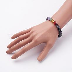 Ágata natural a rayas / ágata con bandas pulseras de estiramiento con cuentas&nbsp;BJEW-JB02611