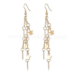 Catena a maglie in ottone con orecchini pendenti a stella&nbsp;EJEW-JE06458-01