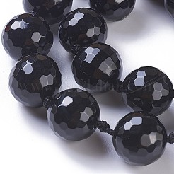 Gefärbte und erhitzte Stränge natürlicher schwarzer Achatperlen&nbsp;G-F620-05A-18mm