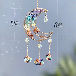 Luna e albero pietre preziose naturali e sintetiche lampadari acchiappasole prismi&nbsp;PW-WGCCA7F-01
