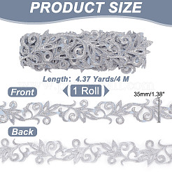 Ruban de fleurs en polyester brodé de style ethnique&nbsp;SRIB-WH0011-204A