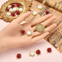 20 Stück 2 Farben Legierung & Kunststoff Rose Blume Verbinder Charms&nbsp;FIND-YW0008-32