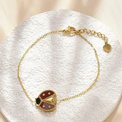 Braccialetti con ciondolo a catena in acciaio inossidabile 304 per donna&nbsp;BJEW-U024-02G-01
