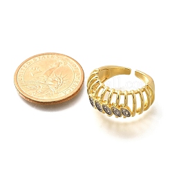 Messing Micro Pave klare Manschettenringe aus Zirkonia&nbsp;RJEW-U035-09GP