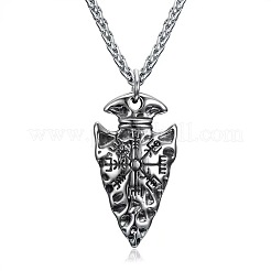 Colliers pendentifs vintage en acier inoxydable 304 représentant une pointe de flèche viking pour hommes&nbsp;WG2716D-01