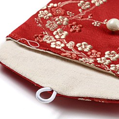 Aufbewahrungsbeutel für Schmuck aus Stoff im chinesischen Stil mit Blumenmuster&nbsp;AJEW-D065-01B-01