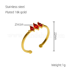 Bagues ouvertes ajustables en acier inoxydable 304 serties de micro-pavés de zirconiums cubiques&nbsp;WG1EC55-02