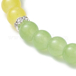 Pulseras con dijes redondos de cuentas de vidrio imitación jade con pintura para hornear&nbsp;BJEW-JB11737-05